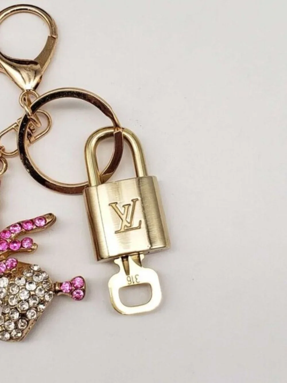 Authentic LV Gold Padlock & Key Set ✨ Luxury Bag Charm w/ Unbranded Keychain